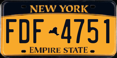 NY license plate FDF4751