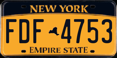 NY license plate FDF4753