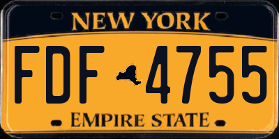 NY license plate FDF4755