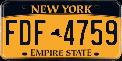 NY license plate FDF4759