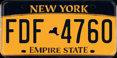 NY license plate FDF4760