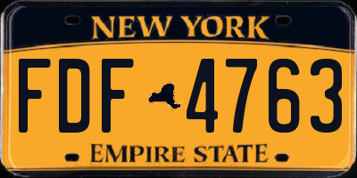 NY license plate FDF4763