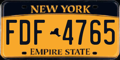 NY license plate FDF4765