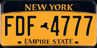 NY license plate FDF4777