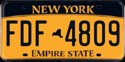 NY license plate FDF4809