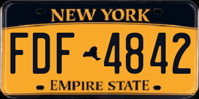 NY license plate FDF4842