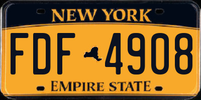 NY license plate FDF4908