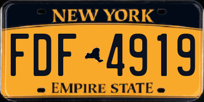 NY license plate FDF4919