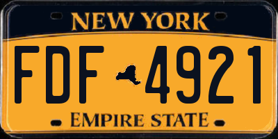 NY license plate FDF4921