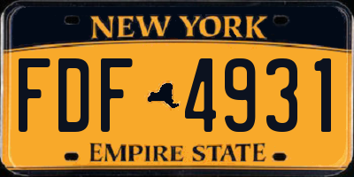 NY license plate FDF4931