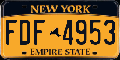 NY license plate FDF4953