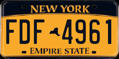 NY license plate FDF4961