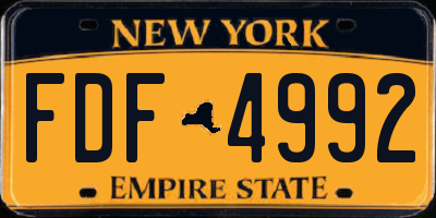 NY license plate FDF4992