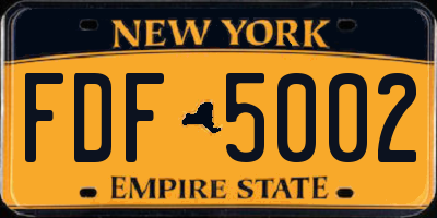 NY license plate FDF5002