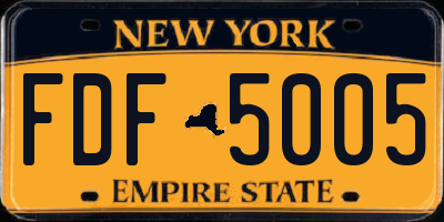 NY license plate FDF5005