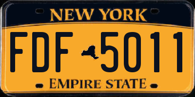 NY license plate FDF5011