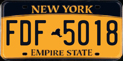 NY license plate FDF5018