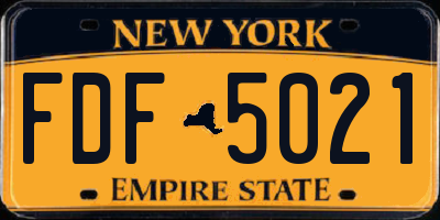 NY license plate FDF5021