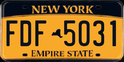 NY license plate FDF5031