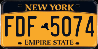 NY license plate FDF5074
