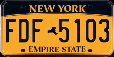 NY license plate FDF5103