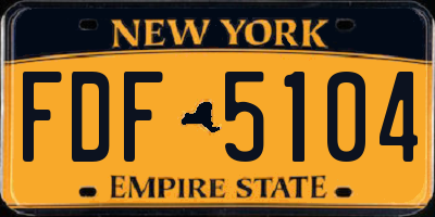 NY license plate FDF5104