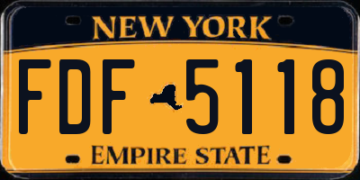 NY license plate FDF5118