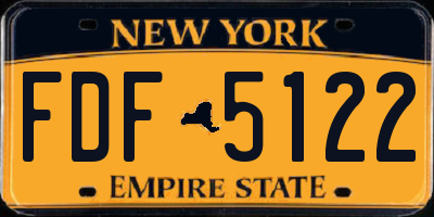 NY license plate FDF5122