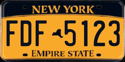 NY license plate FDF5123