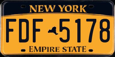NY license plate FDF5178