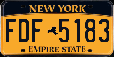 NY license plate FDF5183