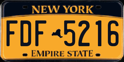 NY license plate FDF5216