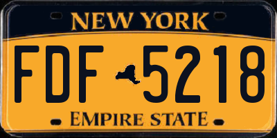NY license plate FDF5218