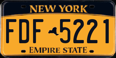 NY license plate FDF5221