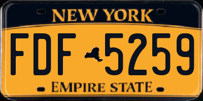 NY license plate FDF5259