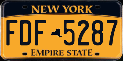 NY license plate FDF5287