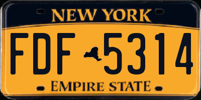 NY license plate FDF5314