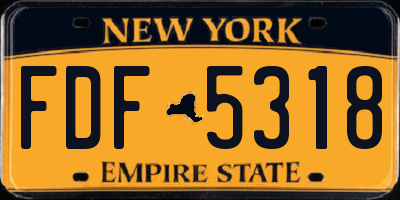 NY license plate FDF5318