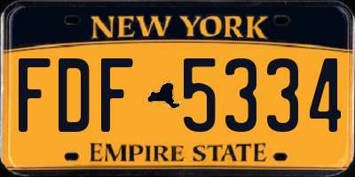 NY license plate FDF5334