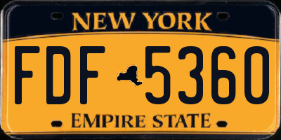NY license plate FDF5360