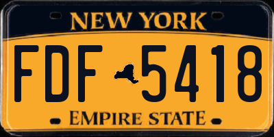 NY license plate FDF5418