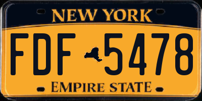 NY license plate FDF5478