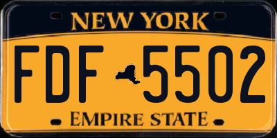 NY license plate FDF5502