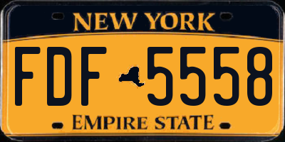 NY license plate FDF5558