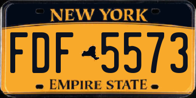NY license plate FDF5573