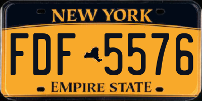 NY license plate FDF5576