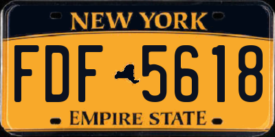 NY license plate FDF5618