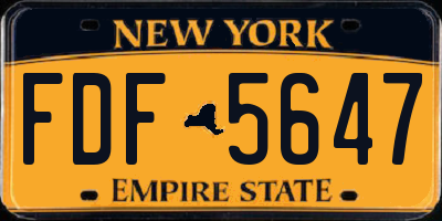 NY license plate FDF5647