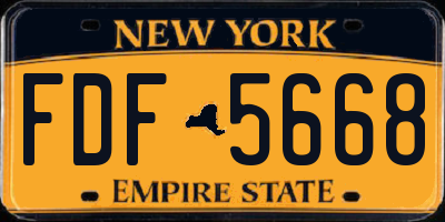 NY license plate FDF5668