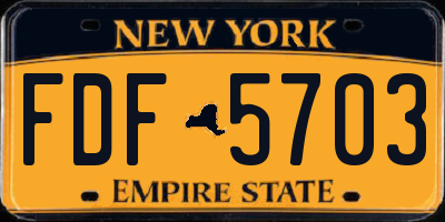 NY license plate FDF5703